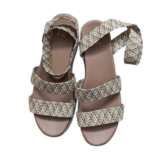 R2 Cork Platform Wedge Sandals Elastic Ankle Straps Open Toe Beige Size US 9.5 - Picture 8 of 10